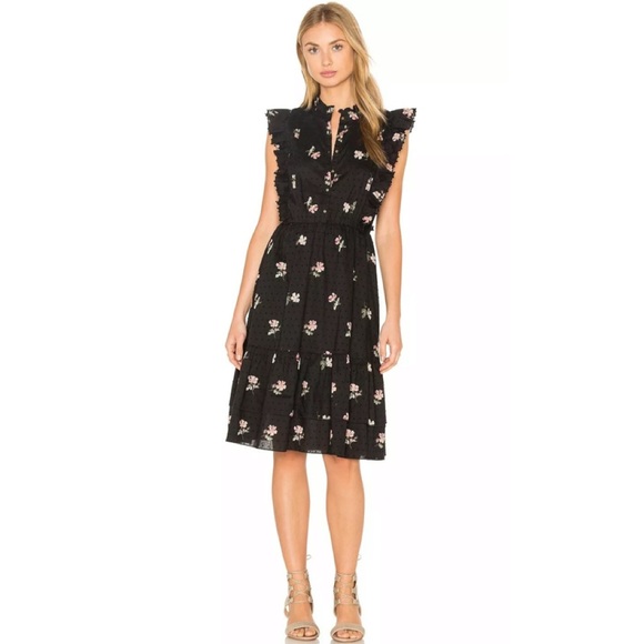 Ulla Johnson Dresses & Skirts - Ulla Johnson Black Floral Swiss Dot Estelle Dress
